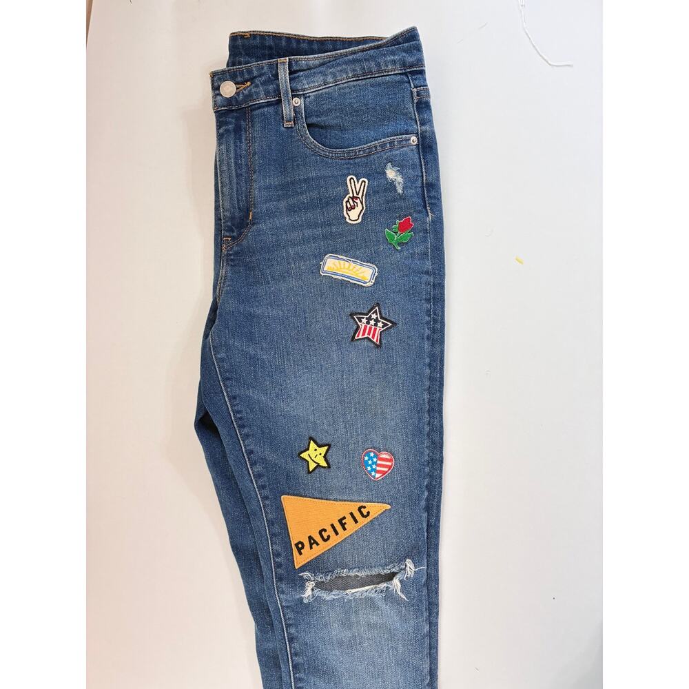 Levi's Jeans Montana Skyrider Distressed Cuffed Patchwork Blue Pac Heights 29x30 View 6